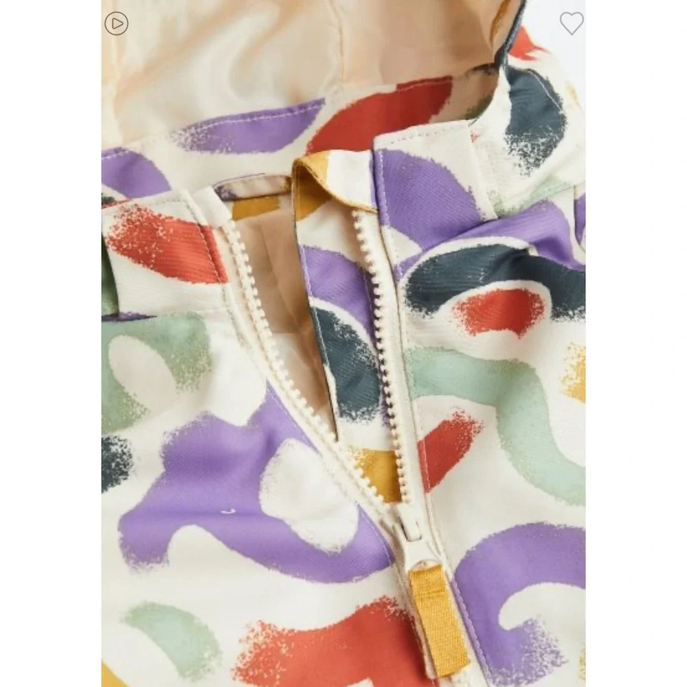 HM Kids Abstract Print Hooded Shell Suit 12-18M Multicolor One Piece Rain Suit